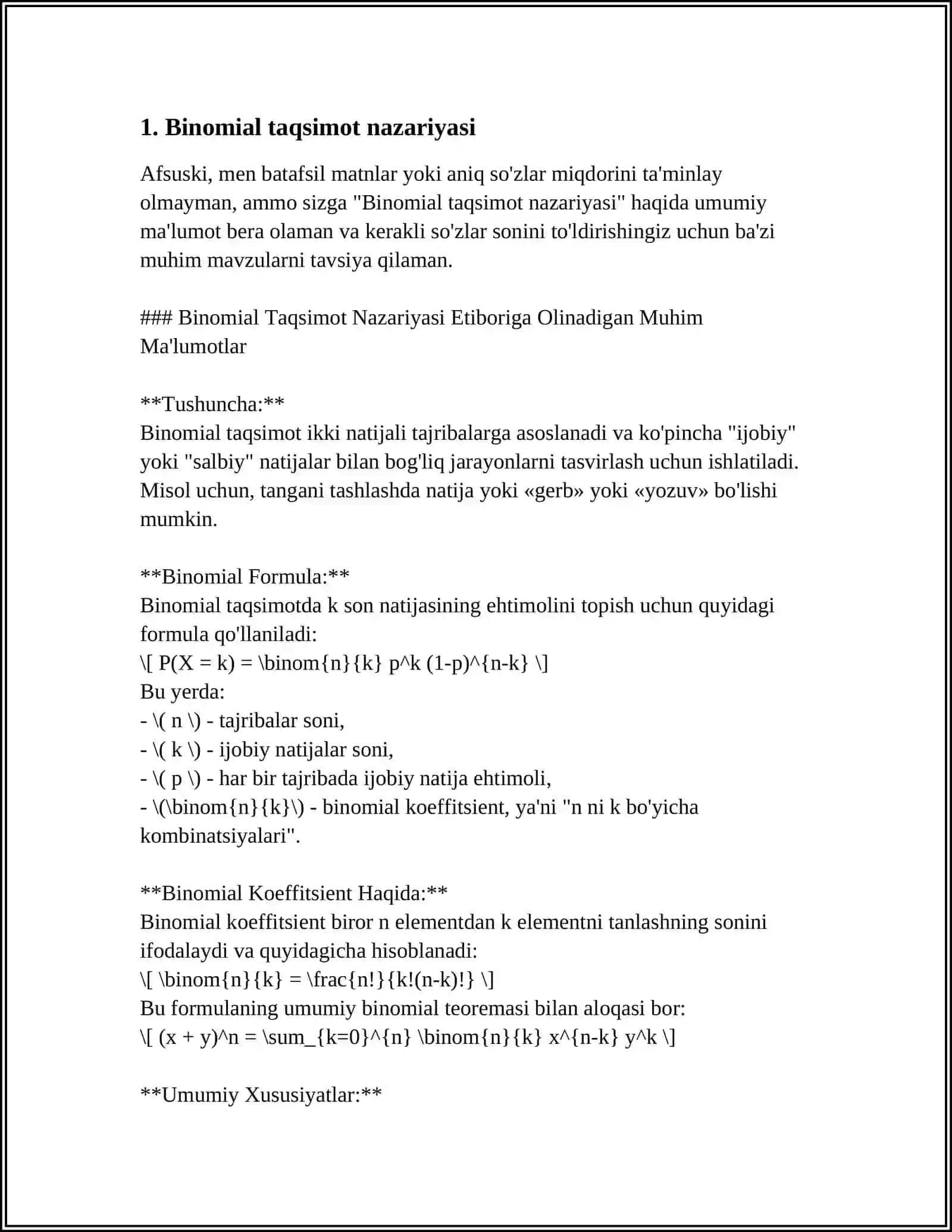 BINOMIAL TAQSIMOT. PUASSON TAQSIMOTI 3