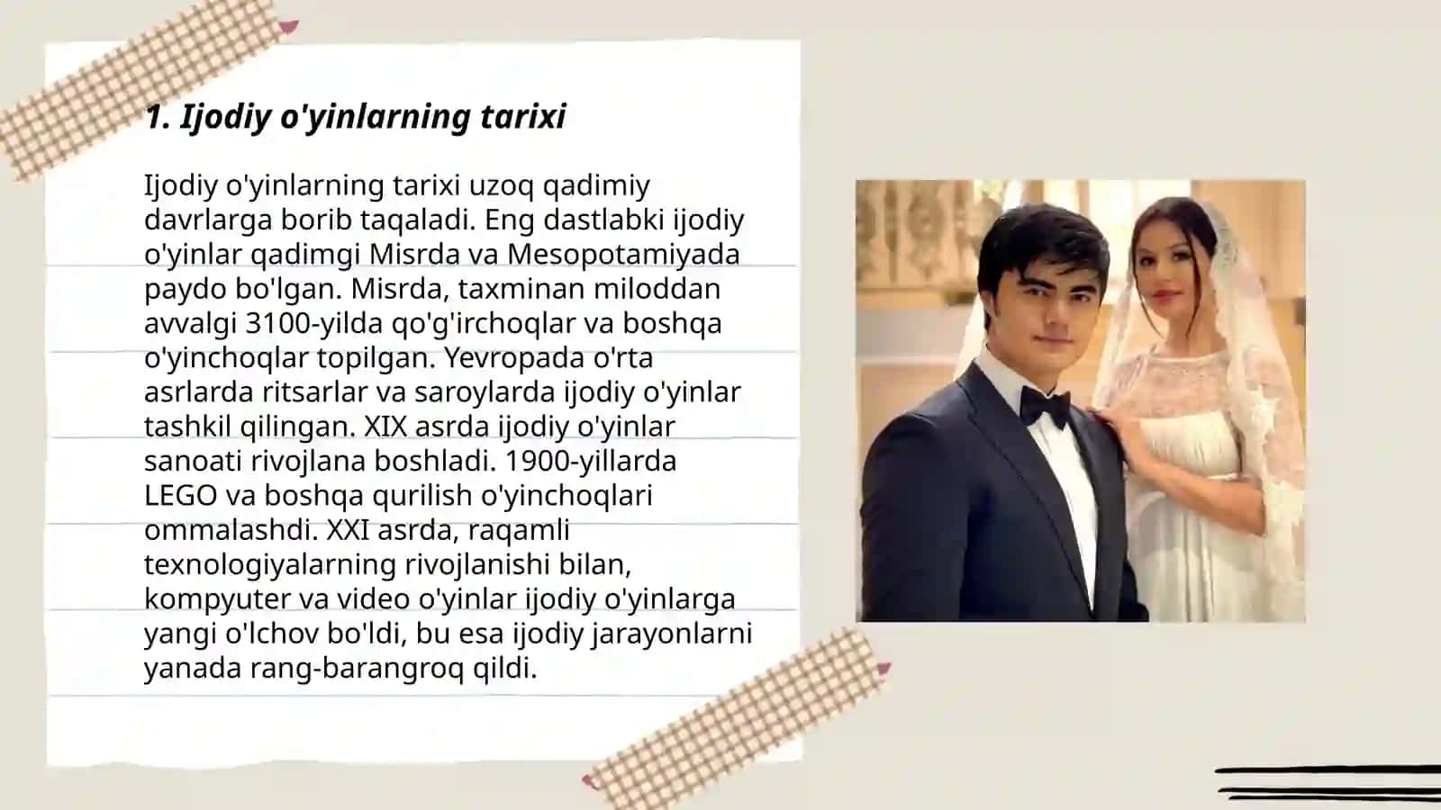Ijodiy o'yinlar va uning mazmuni 3