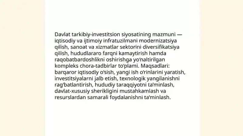 Davlatning tarkibiy - investitsion siyosati 3