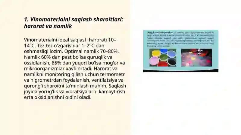 Vinomaterialni saqlash va tarkibini normallashtirish 3