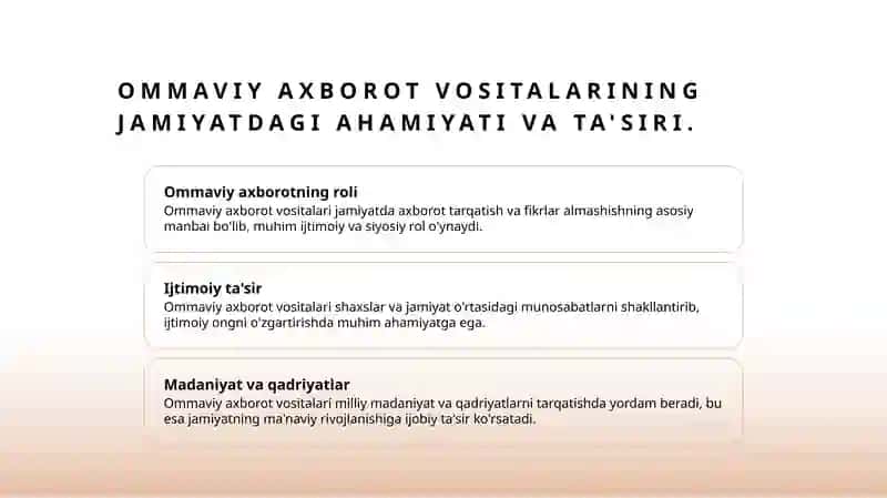 Ommaviy axborot vositalari. Internet madaniyati. Publitsistik uslub va uning xususiyatlari 3