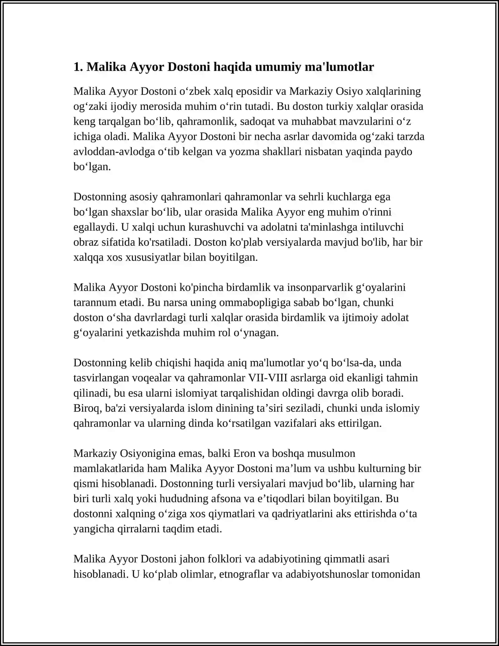 MALIKA AYYOR DOSTONI HAQIDA 3