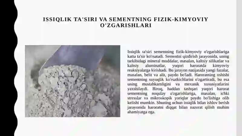 Issiqlik bilan ishlov beriladigan sement boʻyicha 3