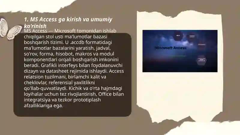 MS Access ma'lumotlar ba'zasini boshqarish tizimi 3