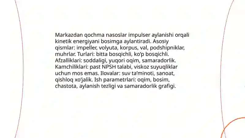 Markazdan qochma nasoslar 3