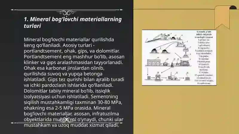 Mineral bogʻlovchi materiallar va ular qurilishdagi hossalari 3