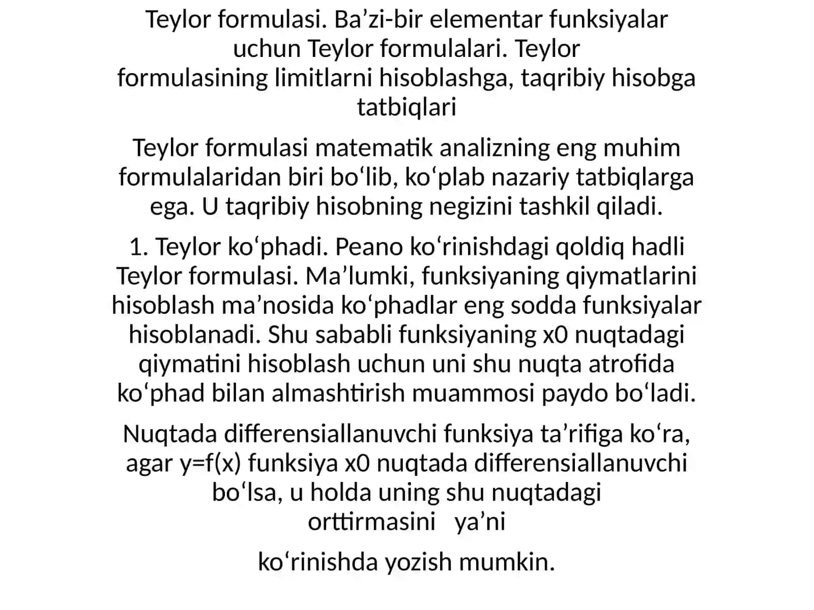 Teylor formulasi 3