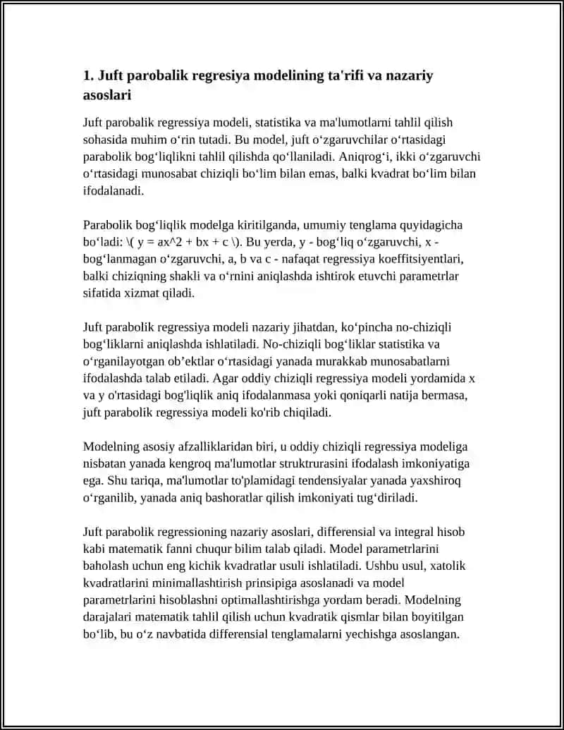 Juft parobalik regresiya modeli 3