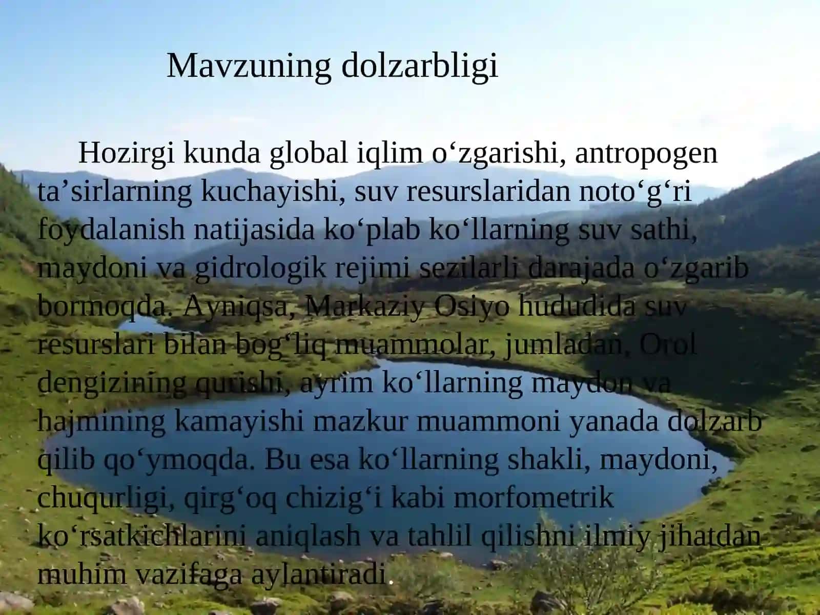 Ko‘llar morfologiyasi va morfometriyasi 3