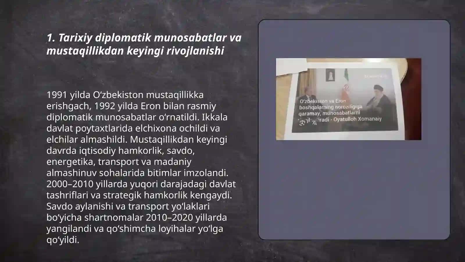 Eron Islom Respublikasi va Oʻzbekiston Respublikasi munosabati 3