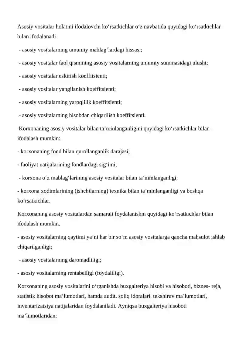 ASOSIY VOSITALAR KO’RSATGICHI STATISTIKASI 3