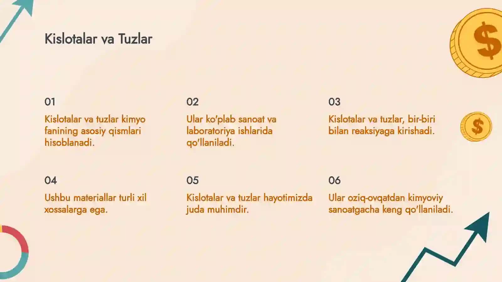 KISLOTALAR VA TUZLARNING OLINISHI XOSSALARI VA ISHLATILISHI 3