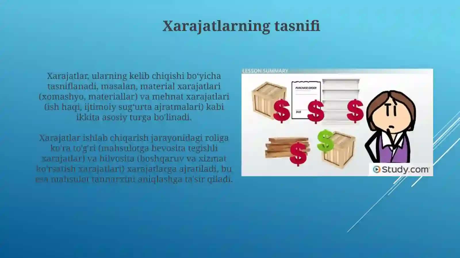 Xarajatlarning tasniflanishi 3