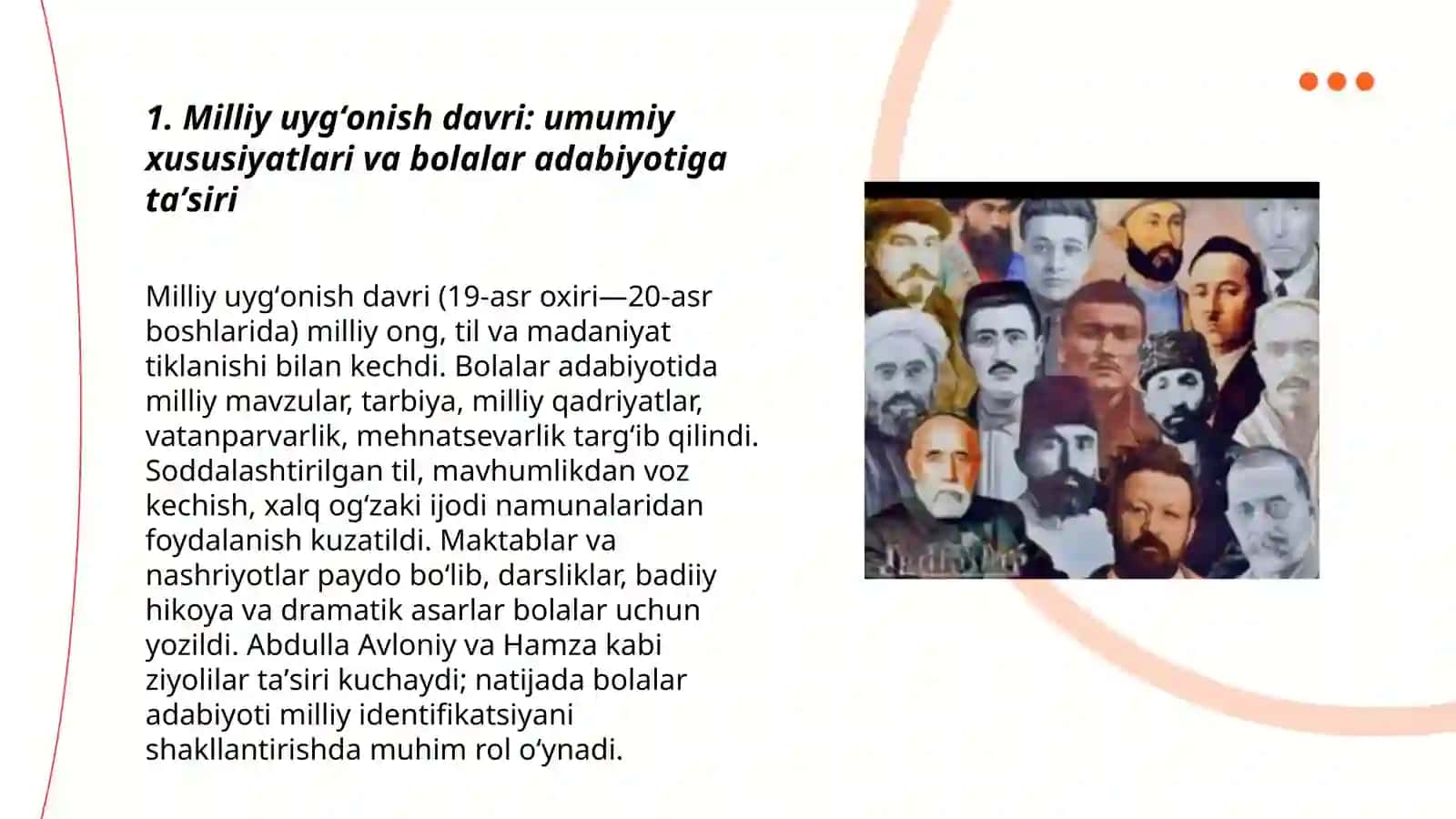 MILLIY UYGʻONISH DAVRI OʻZBEK BOLALAR ADABIYOTI 3
