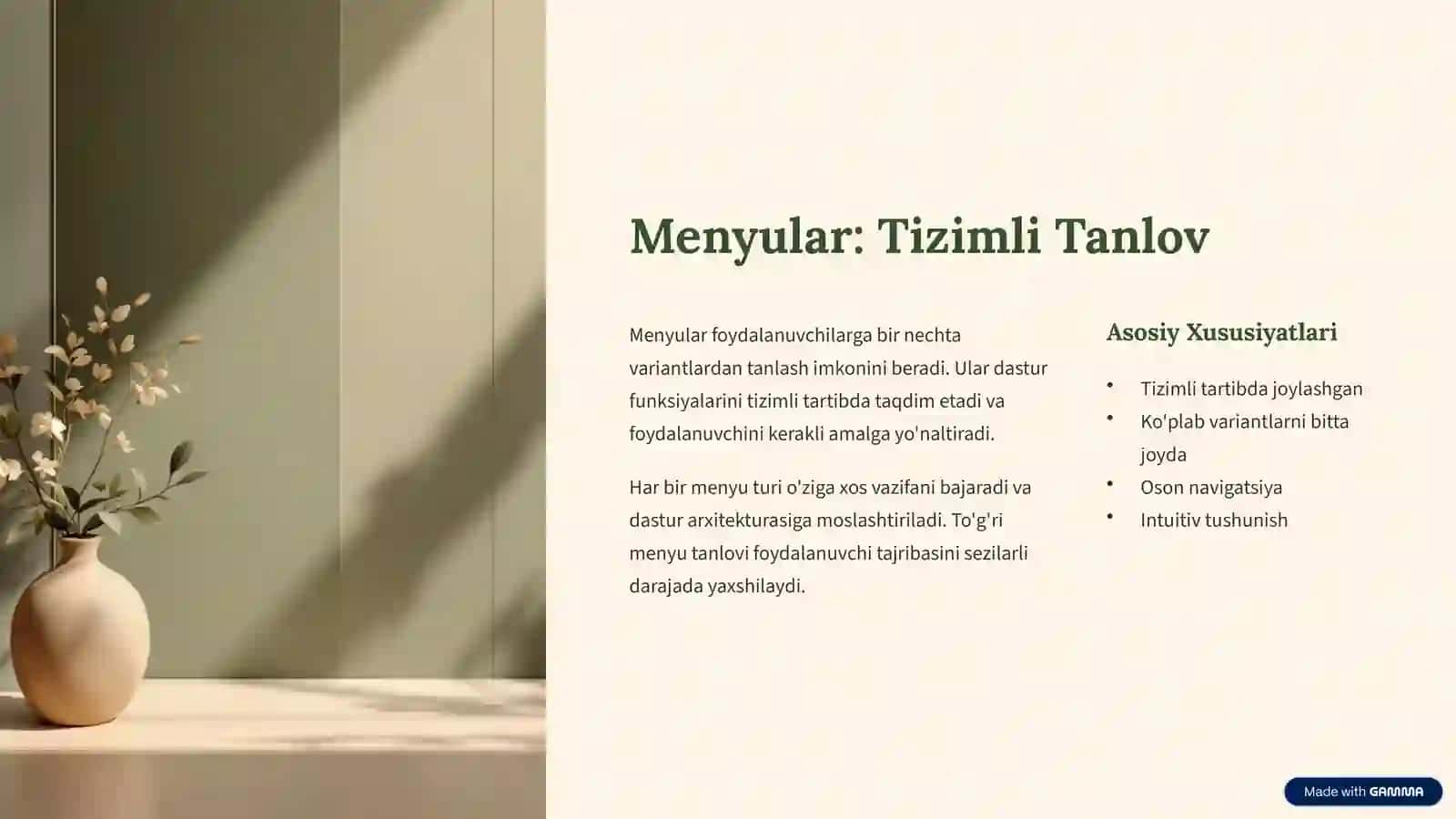 Tugmalar va Menyular 3
