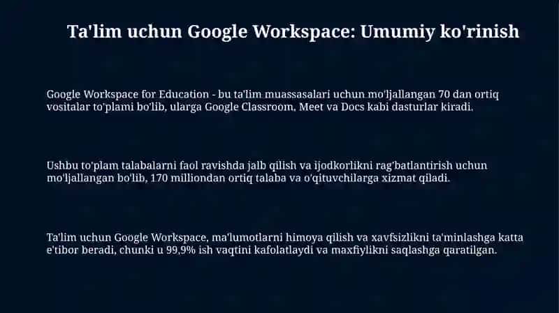 Google ta'lim web-xizmatlari 3