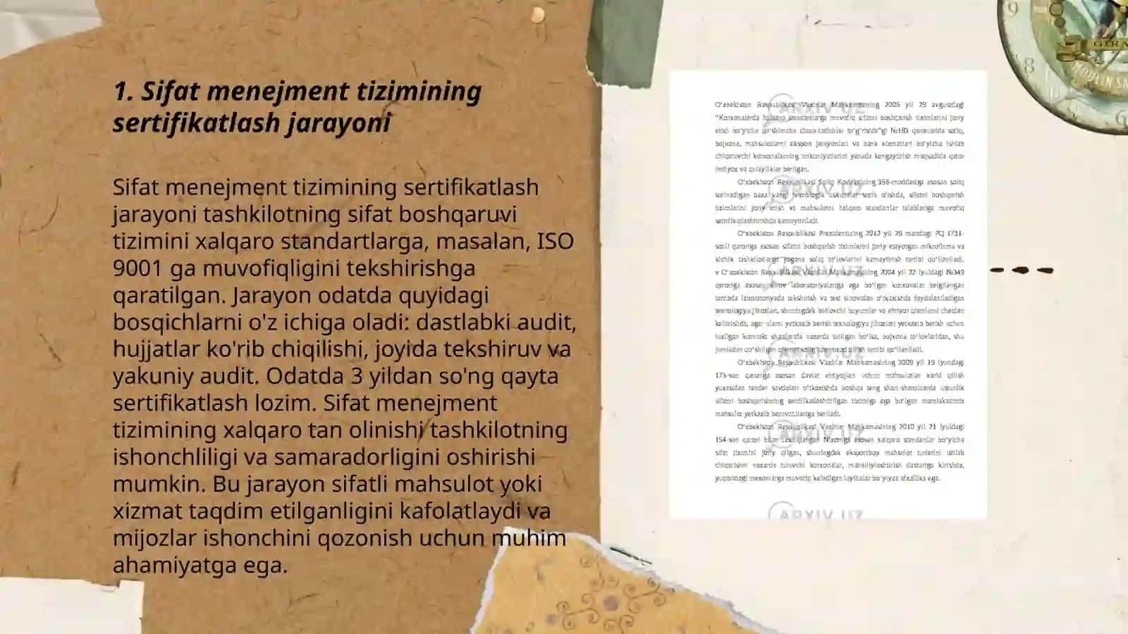 Sertifikatlashtirishni tugstish,rõyhatga olish va sifat menejment tizimini muvofiqlik sertifikatini topshirish 3