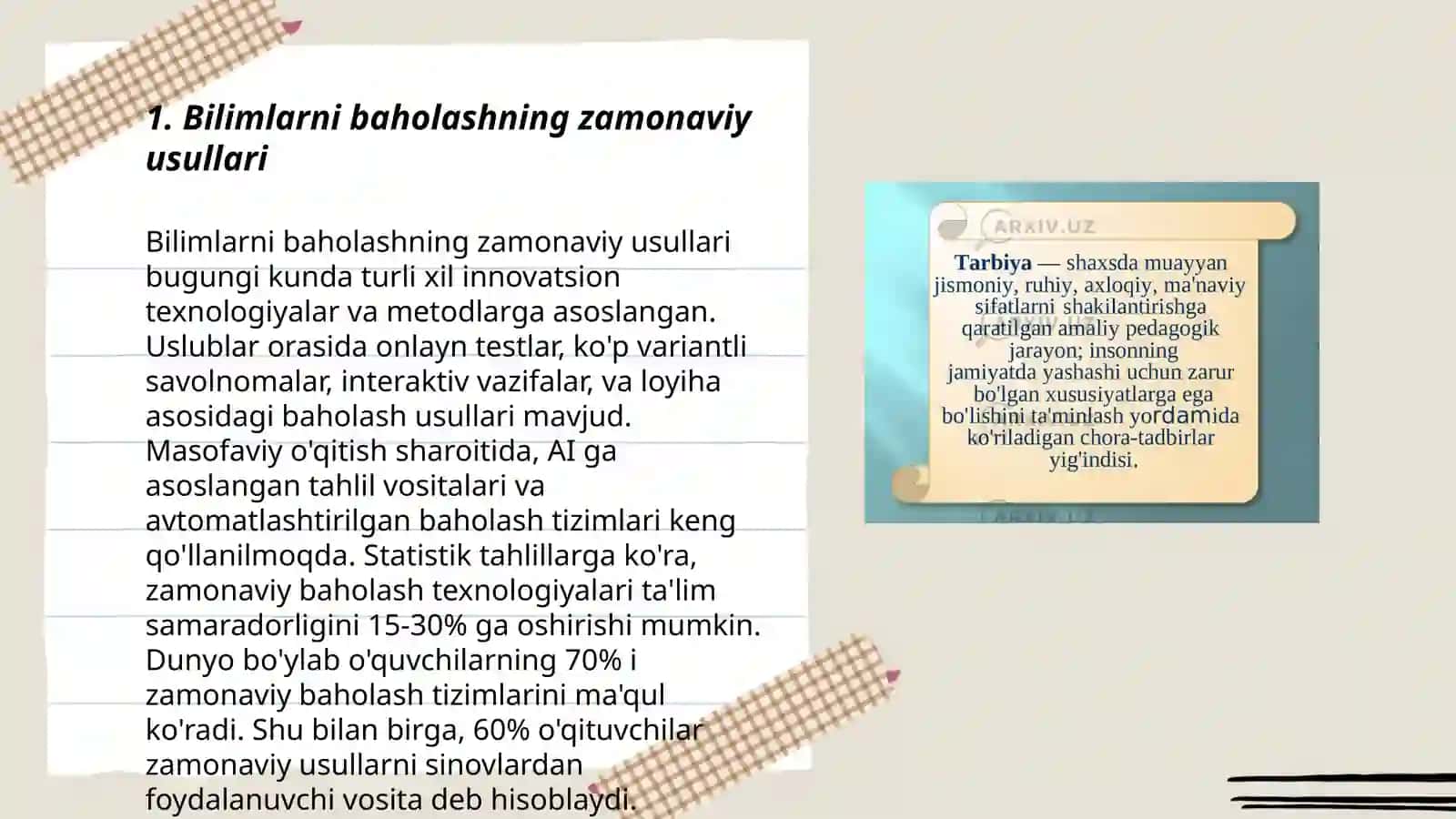 Bilimlarni baholovchi tekshirish tizimlari 3