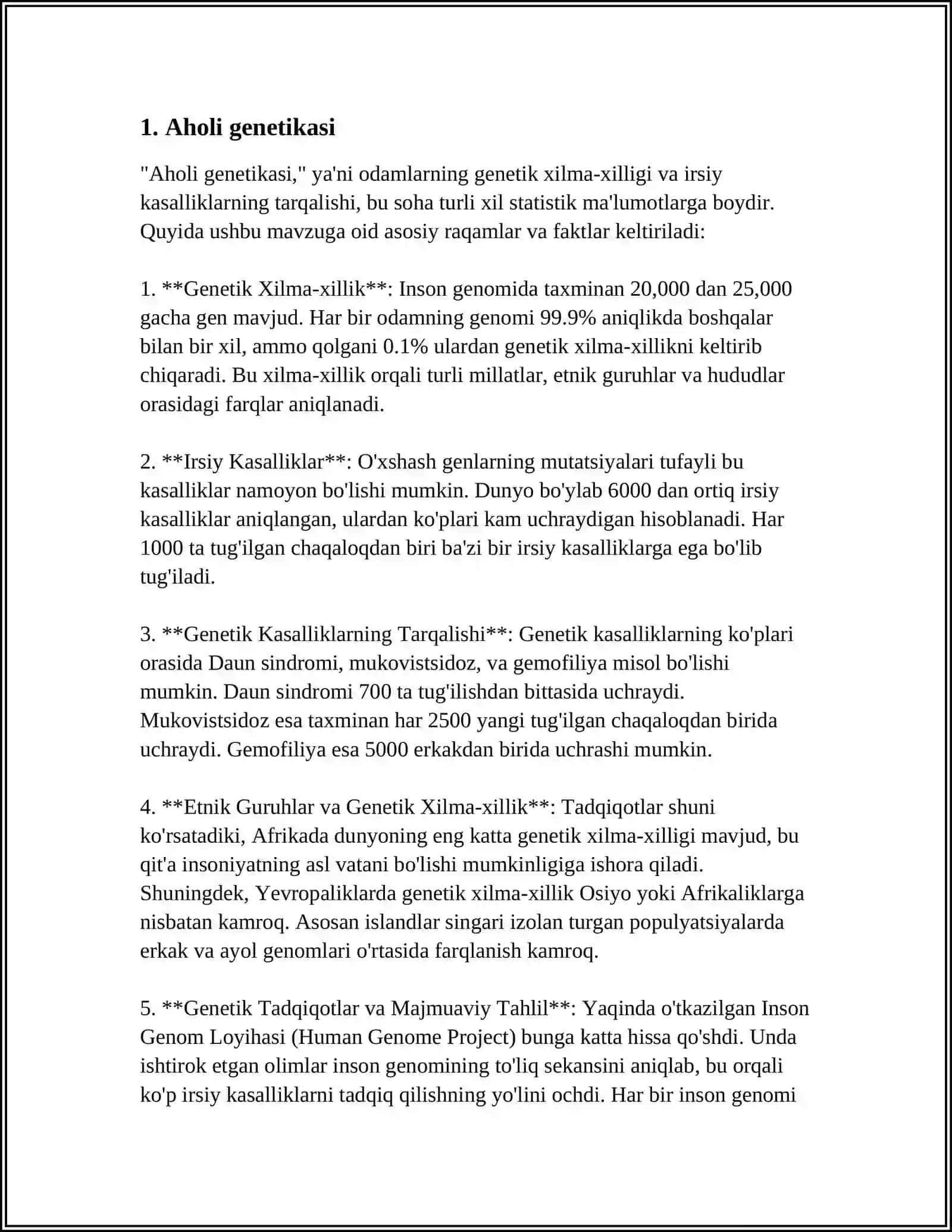 ANTROPOGENETIKA USULLARI: POPULATSION STATISTIKA 3