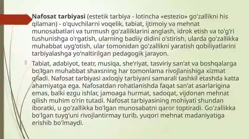 Boshlang’ich sinf o’quvchilariga nafosat tarbiyasini berishda pedagogik etika 3