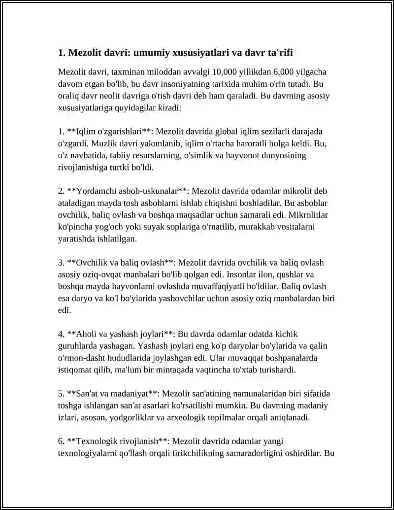 MEZOLIT DAVRI ARXEOLOGIYASI 3