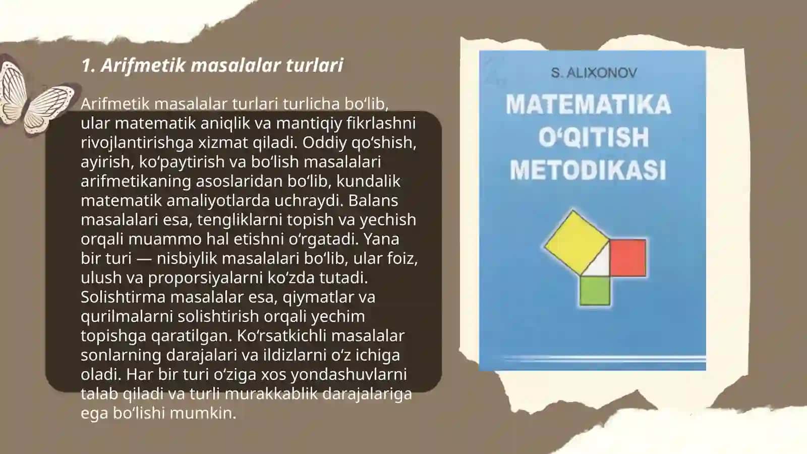Arifmetik masalalar yechishga oʻrgatish metodikasi 3