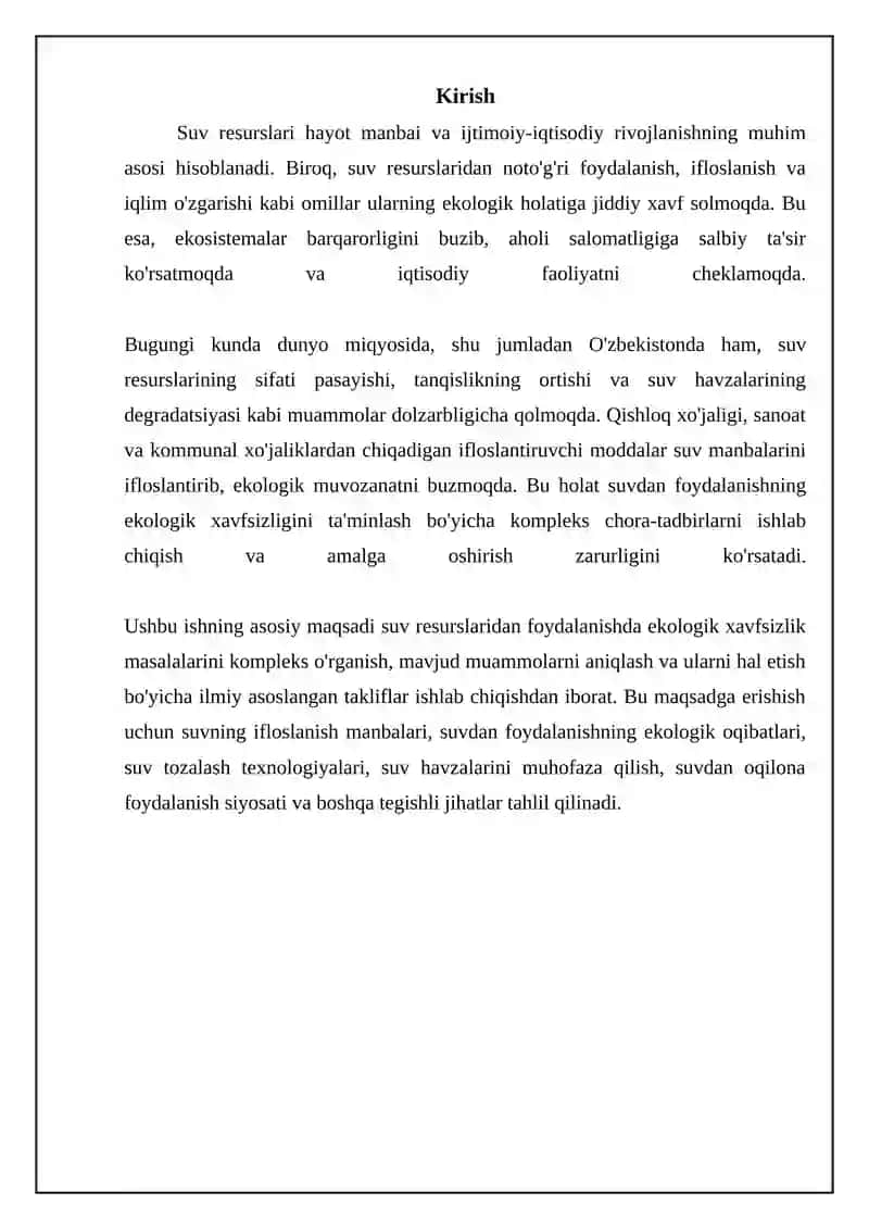 Suv resurslaridan foydalanishda ekologik xavfsizlik masalalari 3