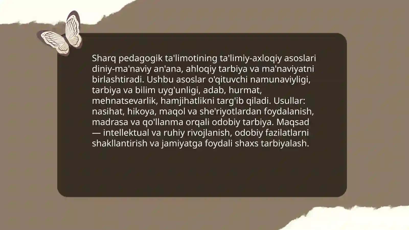 Sharq pedagogik ta'limotida ta'limiy-axloqiy qarashlar 3