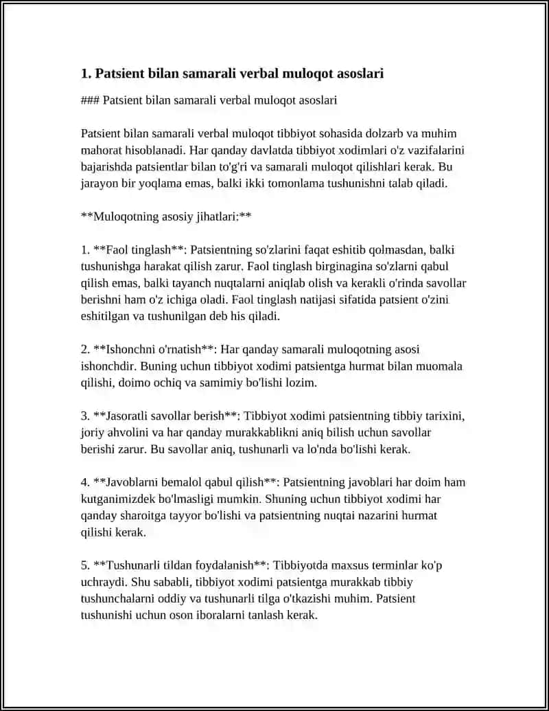 PATSIENT BILAN MULOQOT KO'NIKMALARI 3