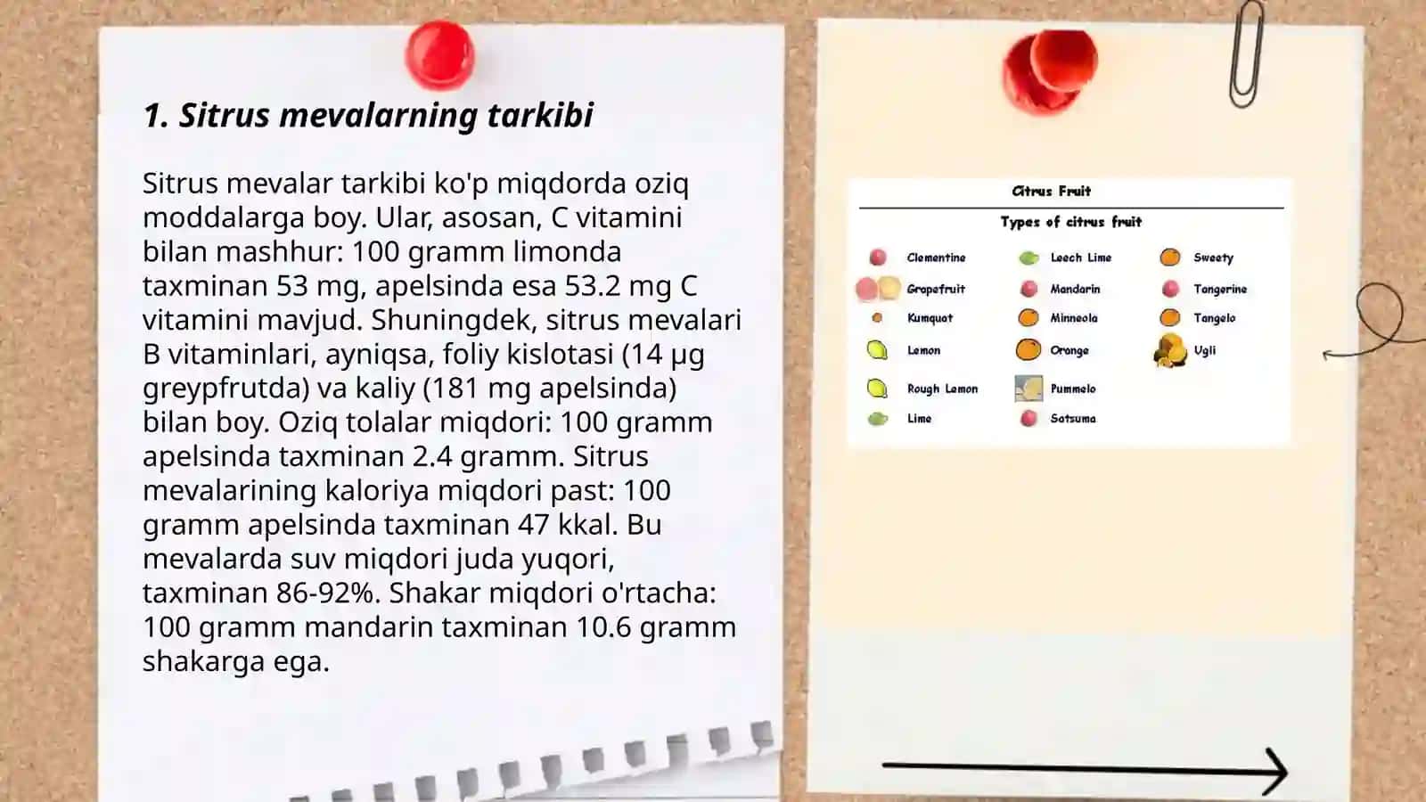 Sitrus mevalar ularning tarkibidagi vitaminlar 3