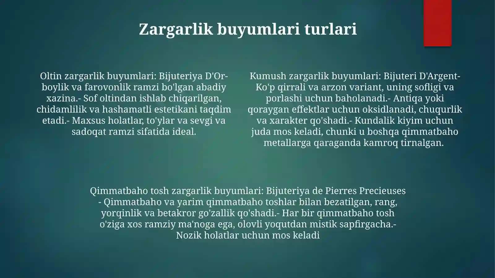 Zargarlik Buyumlari VaUlarningSavdosi 3