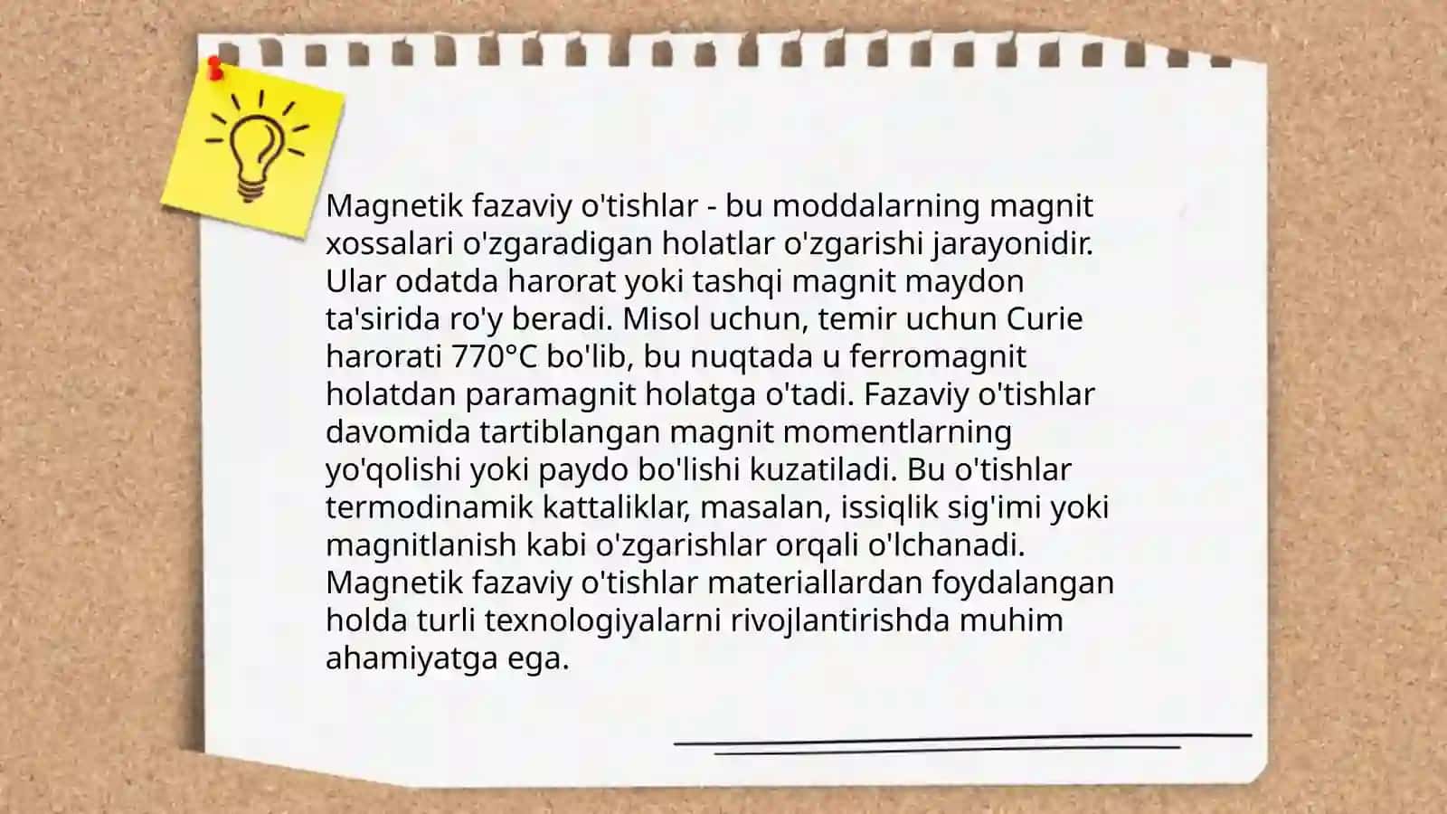 Magnetiklarda fazaviy o'tishlar. Qattiq jismli lazerlar. Ularning ishlash Prinsipi va qo'llanilishi mavzuga doir masalalar 3