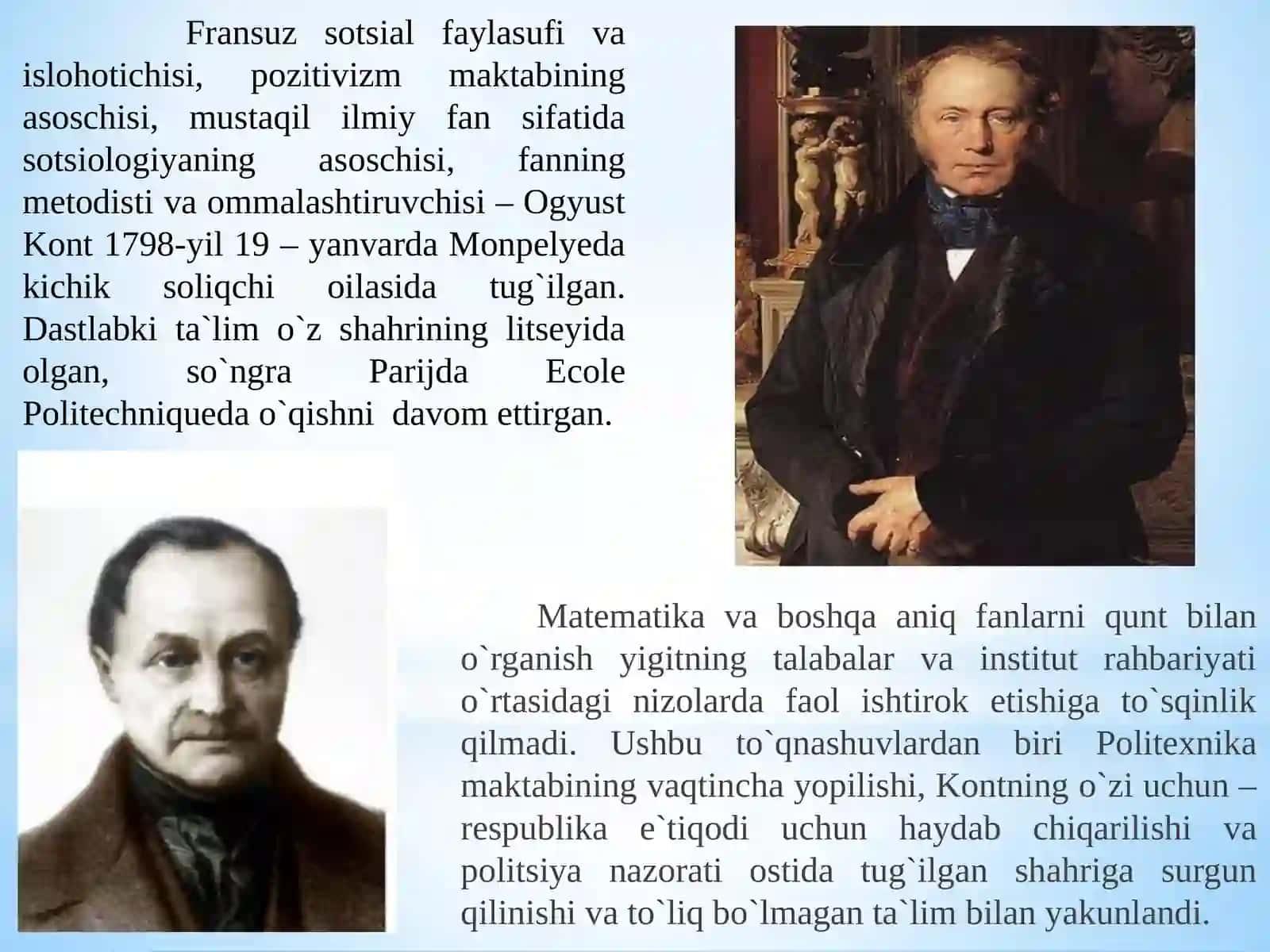 Ogyust Kontning  “Pozitiv falsafa kursi” asari 3