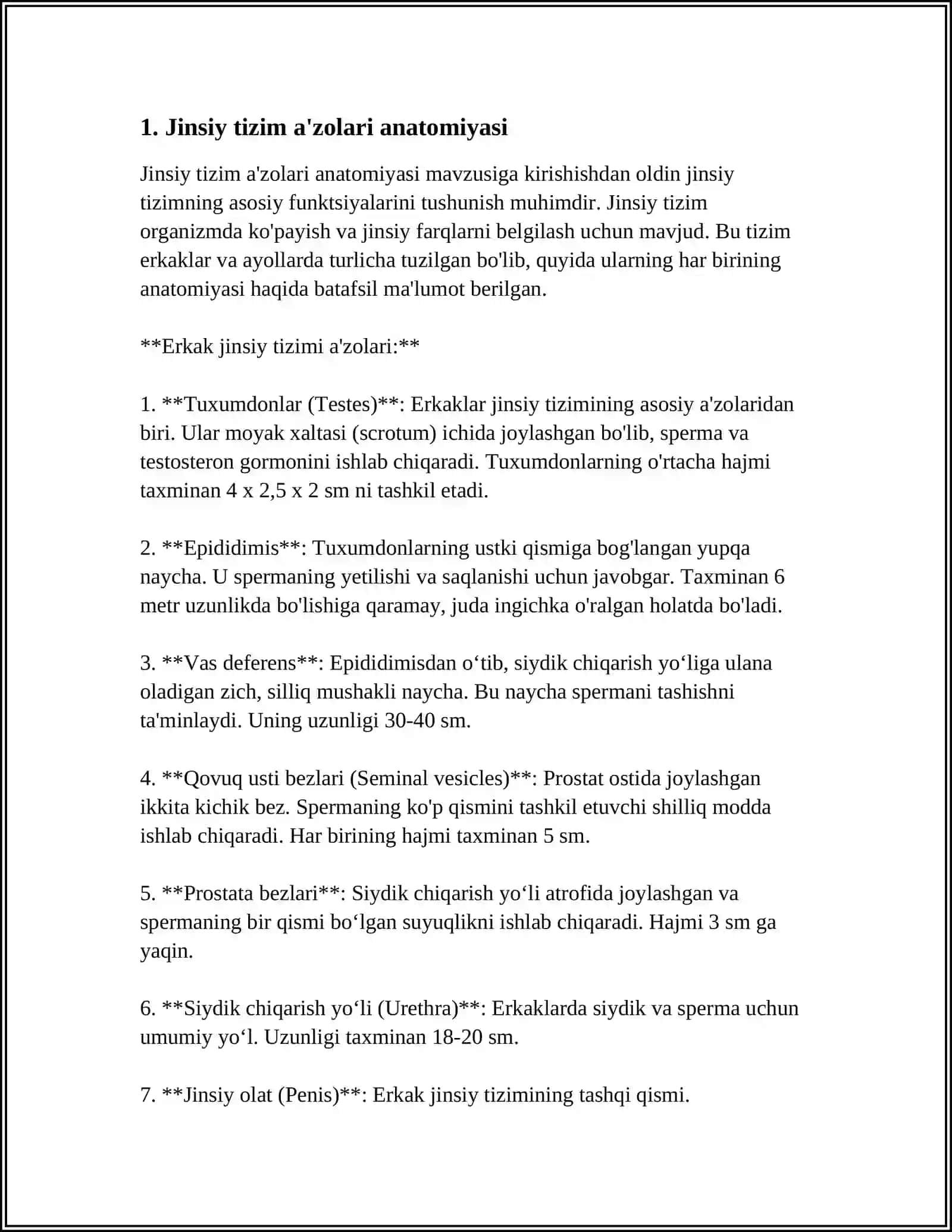 JINSIY TIZIMI A'ZOLARI. JINSIY TIZIM TARAQQIYOTI. QALTIS DAVIRLAR 3