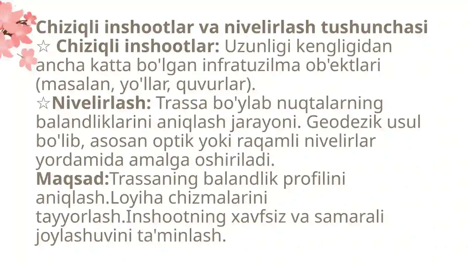 Chiziqli inshoot trassasini nivelirlash jurnali 3