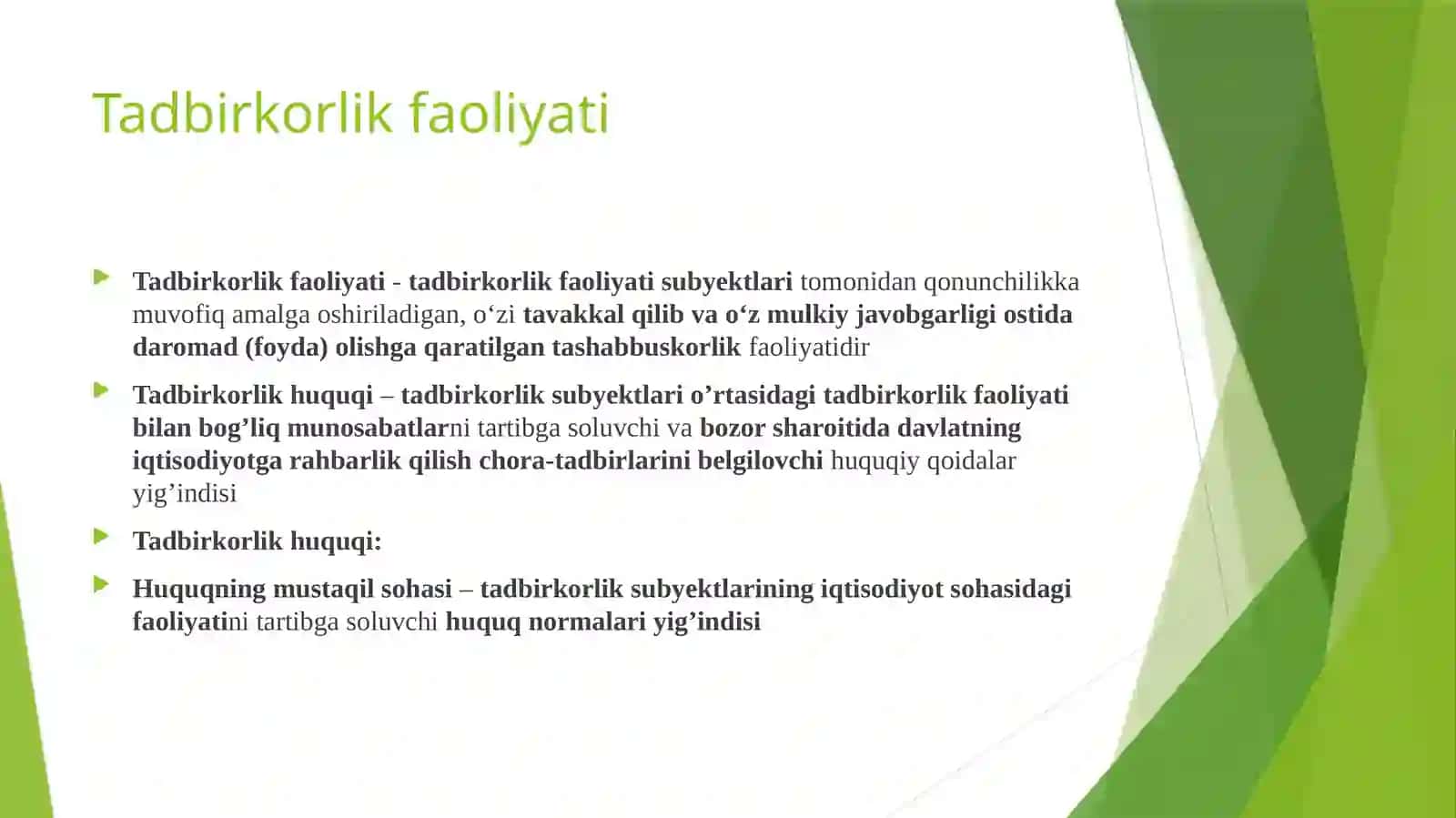 Tadbirkorlik faoliyatining tashkil qilinishi 3