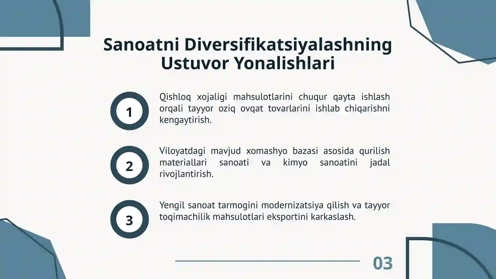 Surxondaryo Viloyati Sanoat Tarmogining Iqtisodiy Samaradorligini Oshirish Va Diversifikatsiyalash Strategiyasi 3