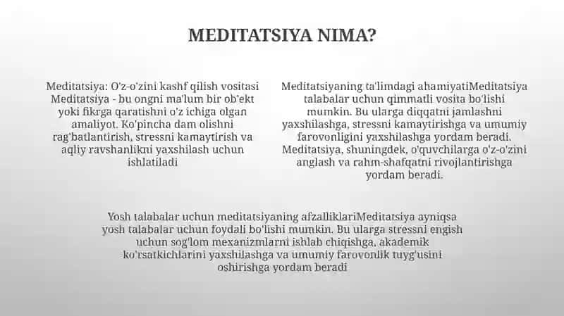 Meditatsiya Ahamiyatsi 3