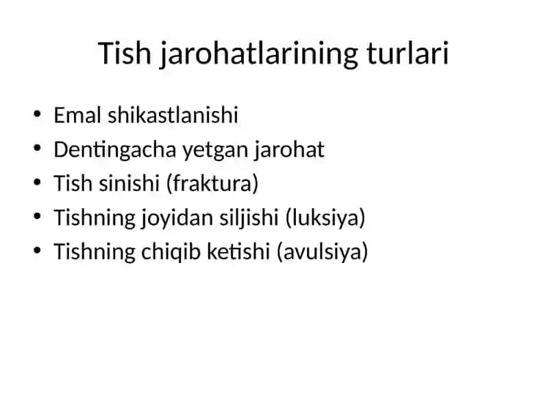 Tish Jarohati: Klinikasi va Tashxislash 3