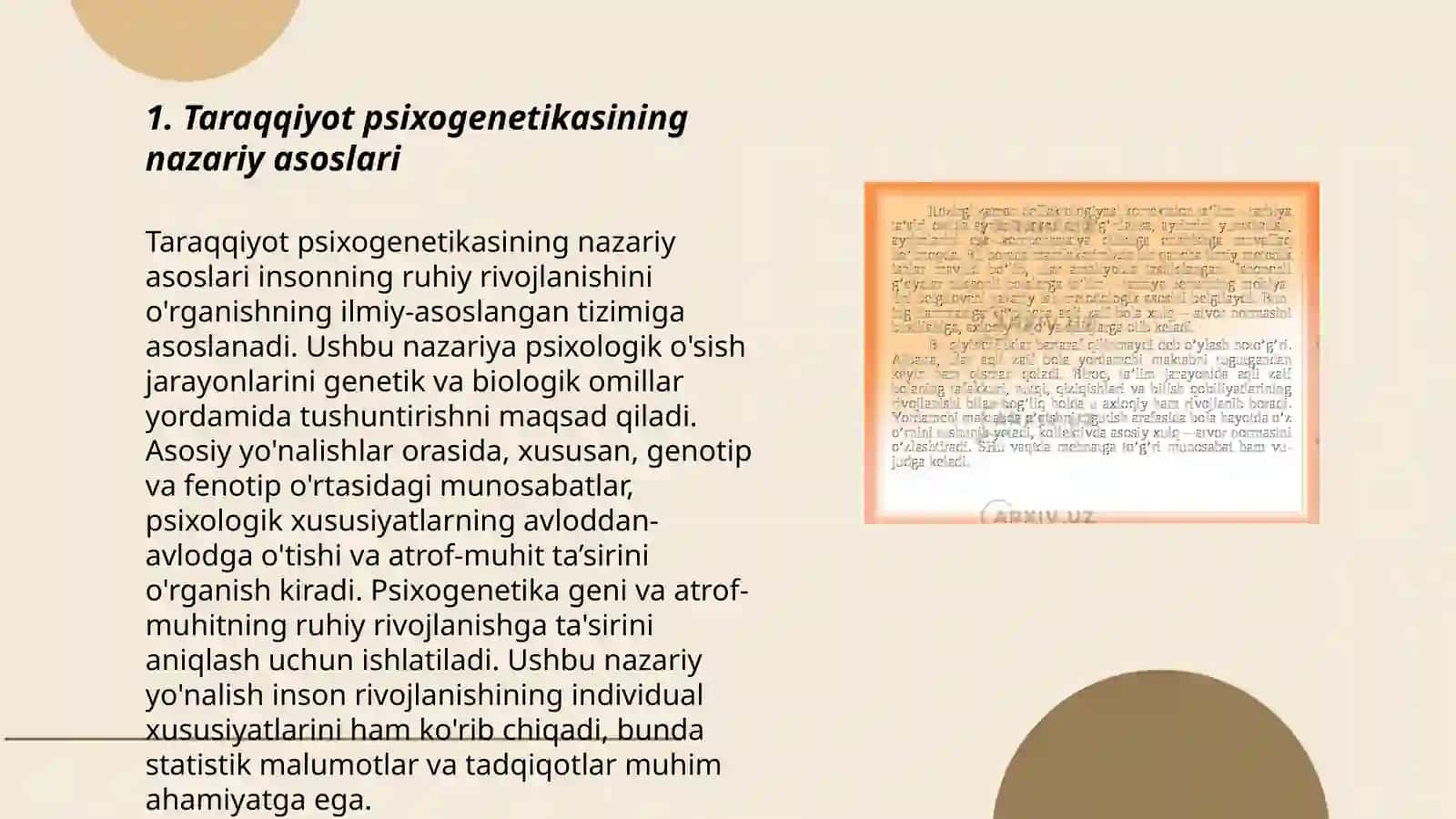 Taraqqiyot psixogenetikasi(ontogenetika) 3