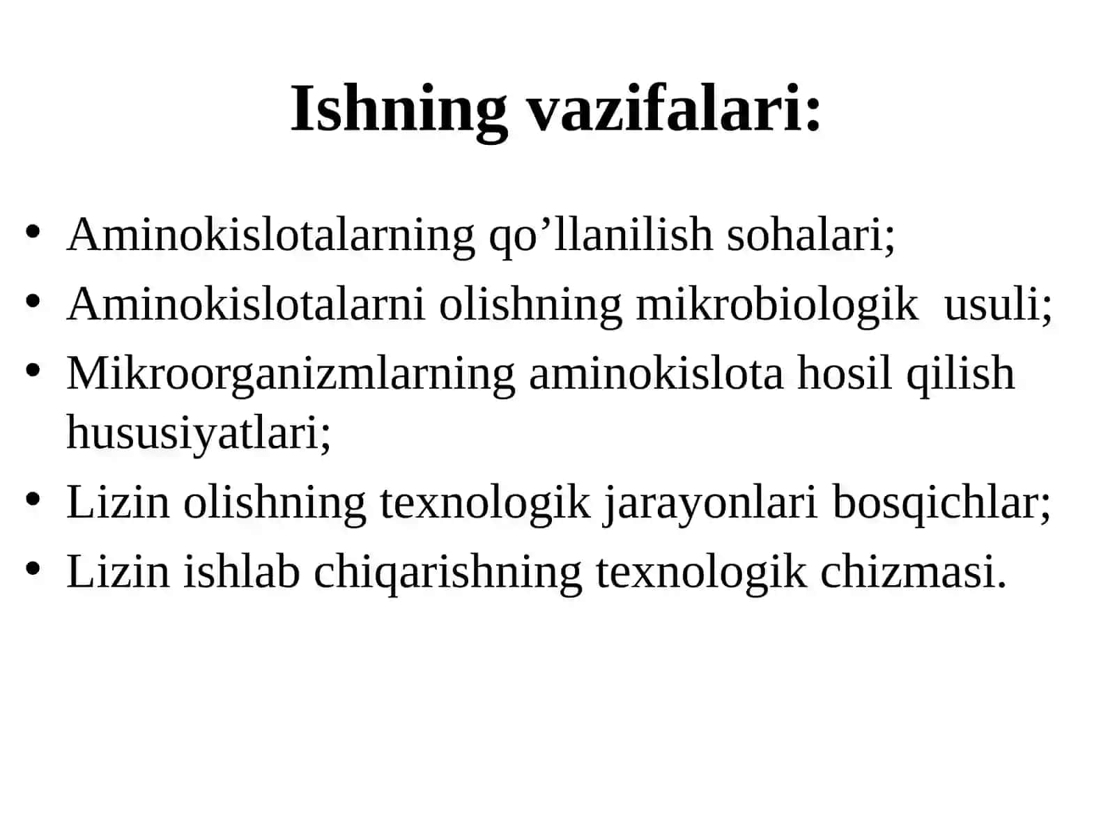 Lizin aminokislotasini ishlab chiqarish texnologiyasi 3