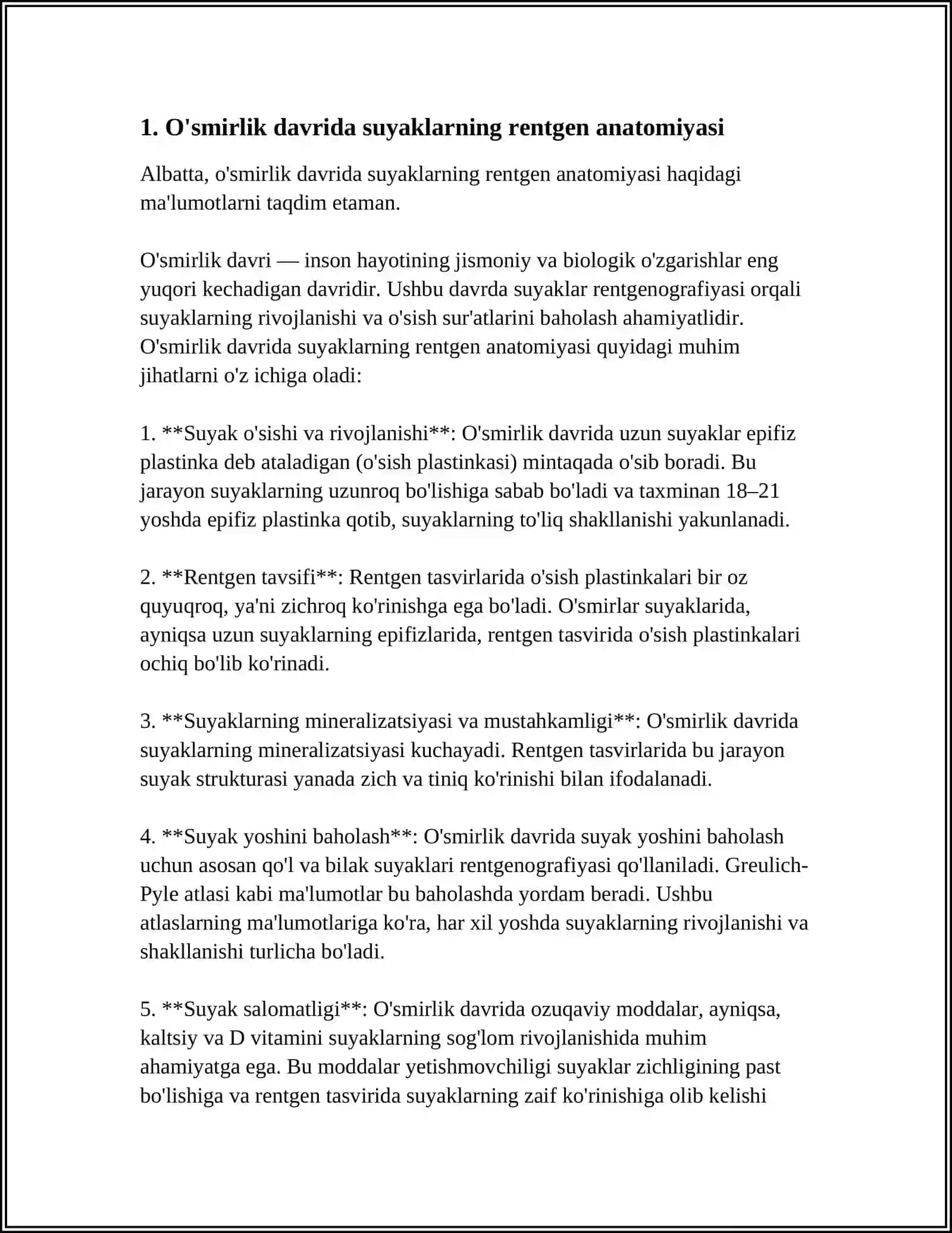 SKELET SUYAKLARINING RENTGENANATOMIYASI SKELETNING RIVOJLANISH ANOMALIYALARI 3