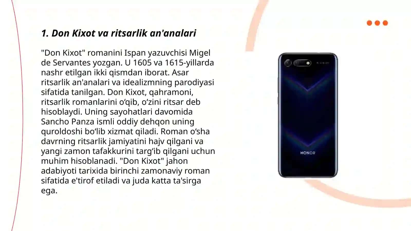 Donkixot asarida an'ana va novatorlik 3