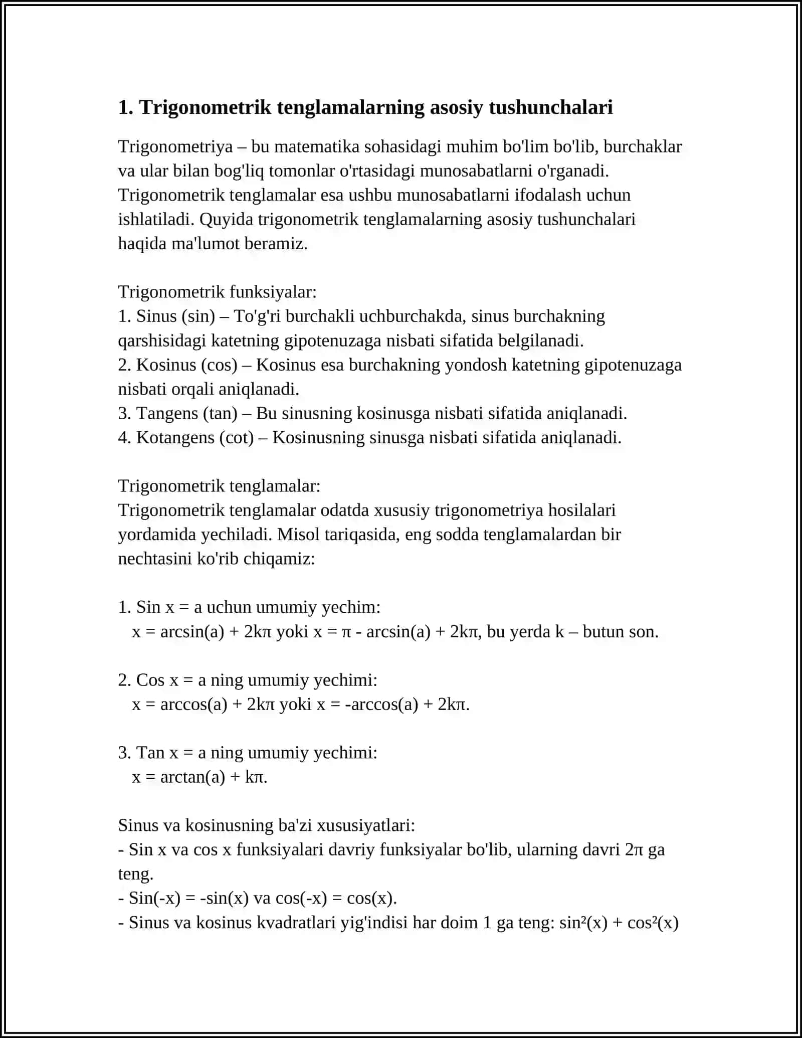 TRIGONOMETRIK TENGLAMALAR 3