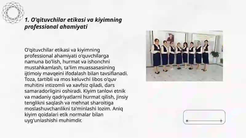 Maktabdagi o'qituvchilarining va Oliy ta'lim muassasalaridagi professor o'qituvchilarning kiyinish madaniyati 3