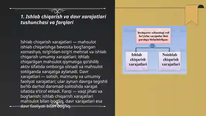 Ishlab chiqarish va davr xarajatlari tahlili 3
