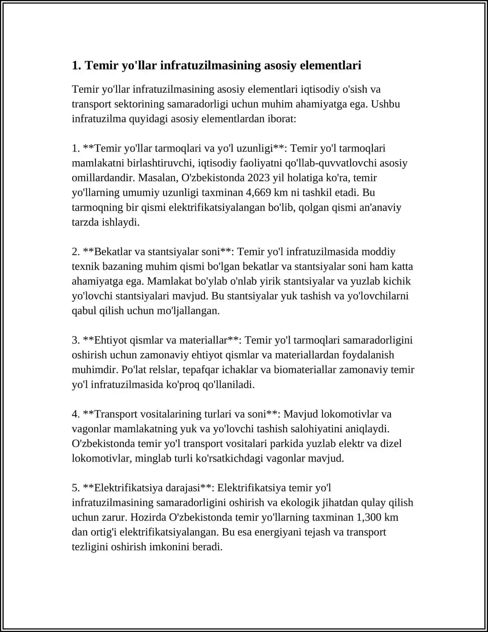 TEMIR YO'LLAR INFRATUZILMASI VA TEMIR YO'L TEXNIK SISTEMA (TIZIM) SIFATIDA TEMIR YO'LLARNING QUVVATI 3