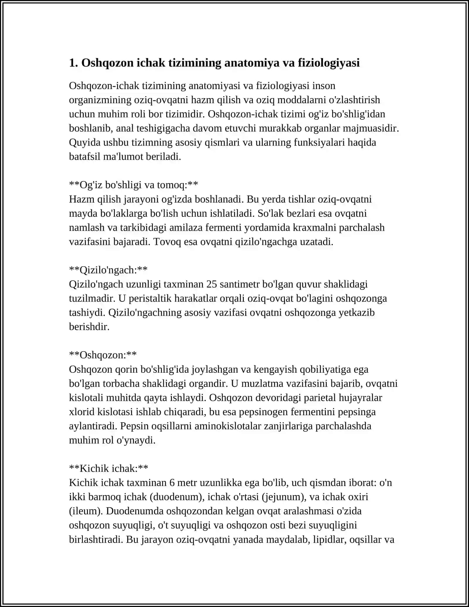 OSHQOZON ICHAK TIZIMI FAOLIYATI 3