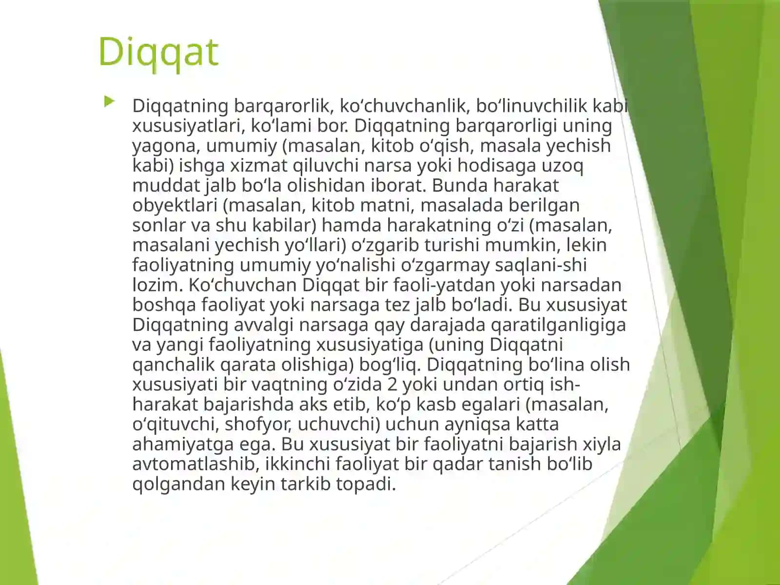 Diqqat va faoliyat 3