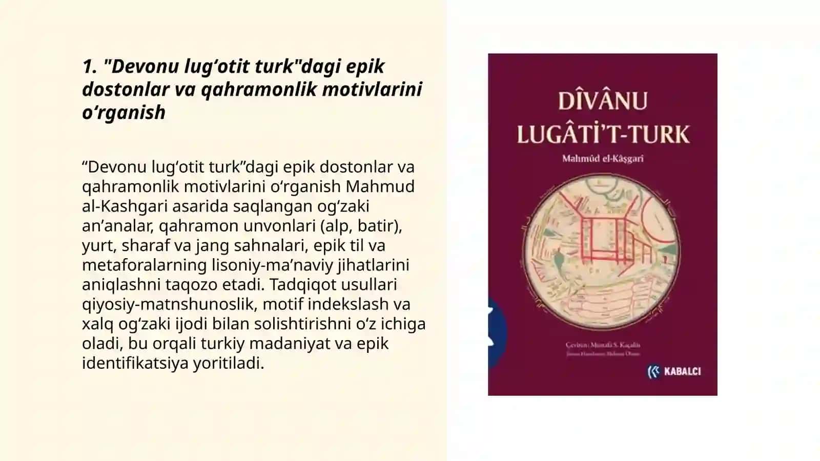 "Devonu lugʻotit turk"dagi adabiy janrlarni oʻrganish 3